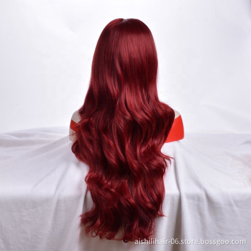 The long  synthetic hair  of the best-selling red solid wave is sent to women